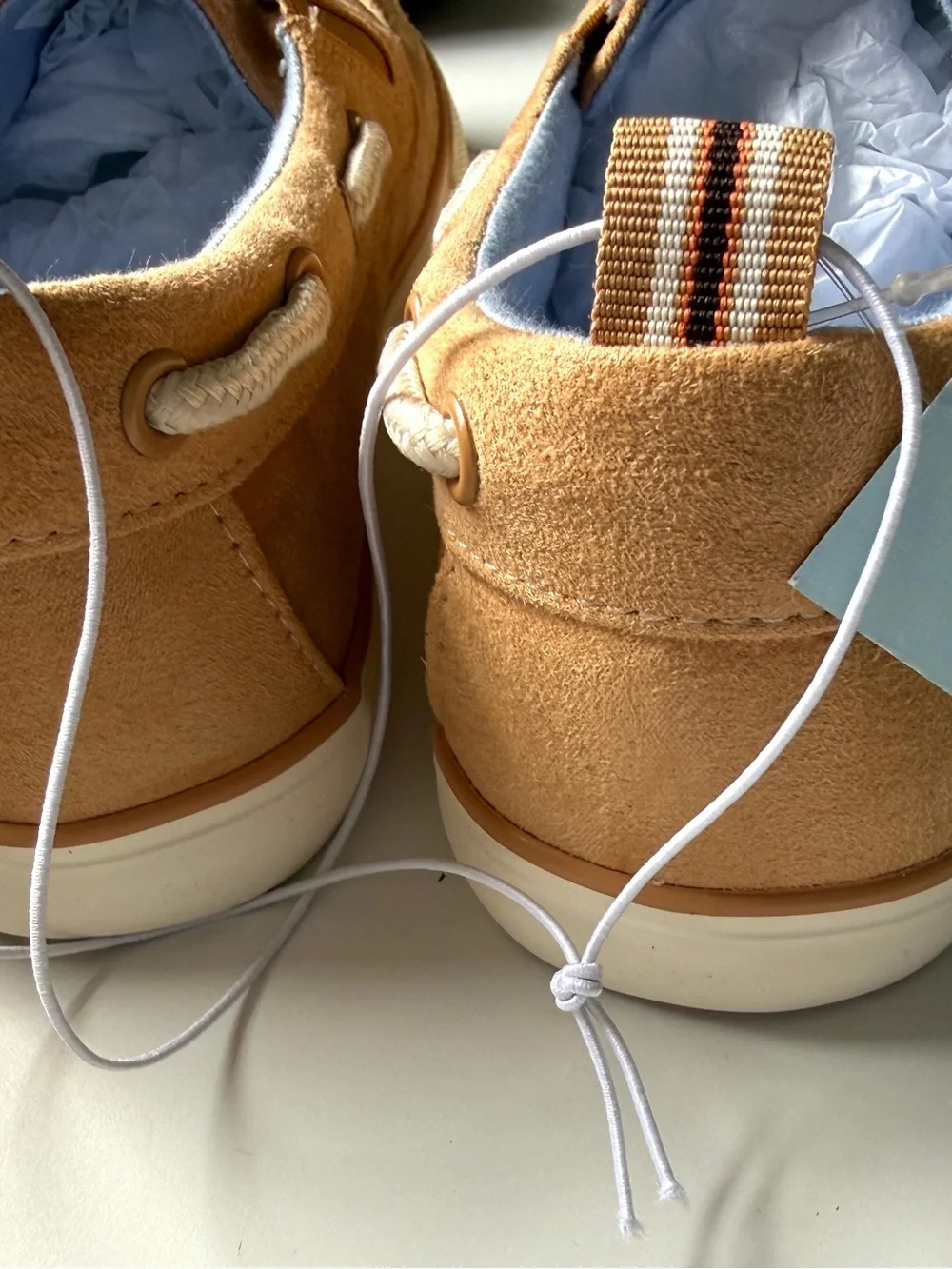 Cat & Jack Kids Tan Suede Moccasins with Cream Laces